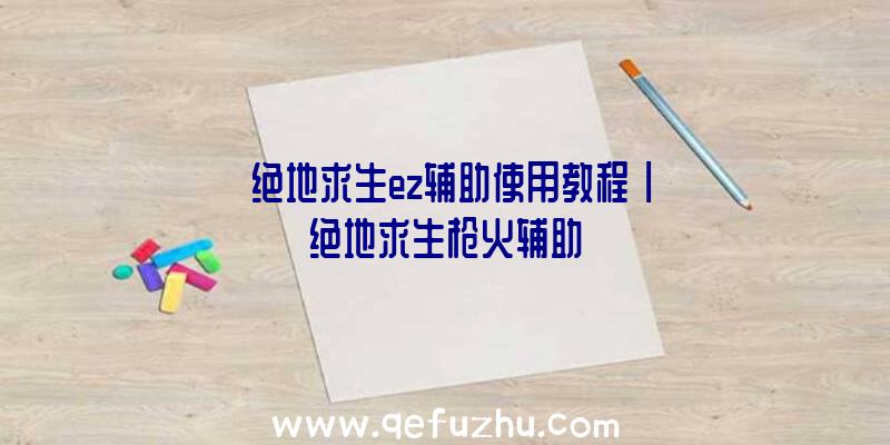 「绝地求生ez辅助使用教程」|绝地求生枪火辅助